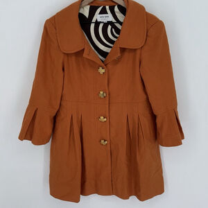 Skirtin Around Orange Wool Silk Peacoat Size 12 New Canaan CT
